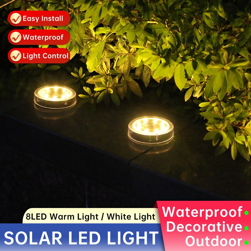 LED 태양 데크 조명 스포트라이트 야외 조명 방수 지하 디스크 매장 램프, 정원 장식 통로 마당 잔디 램프
